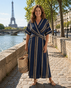 Orlane | Robe midi croisée à rayures