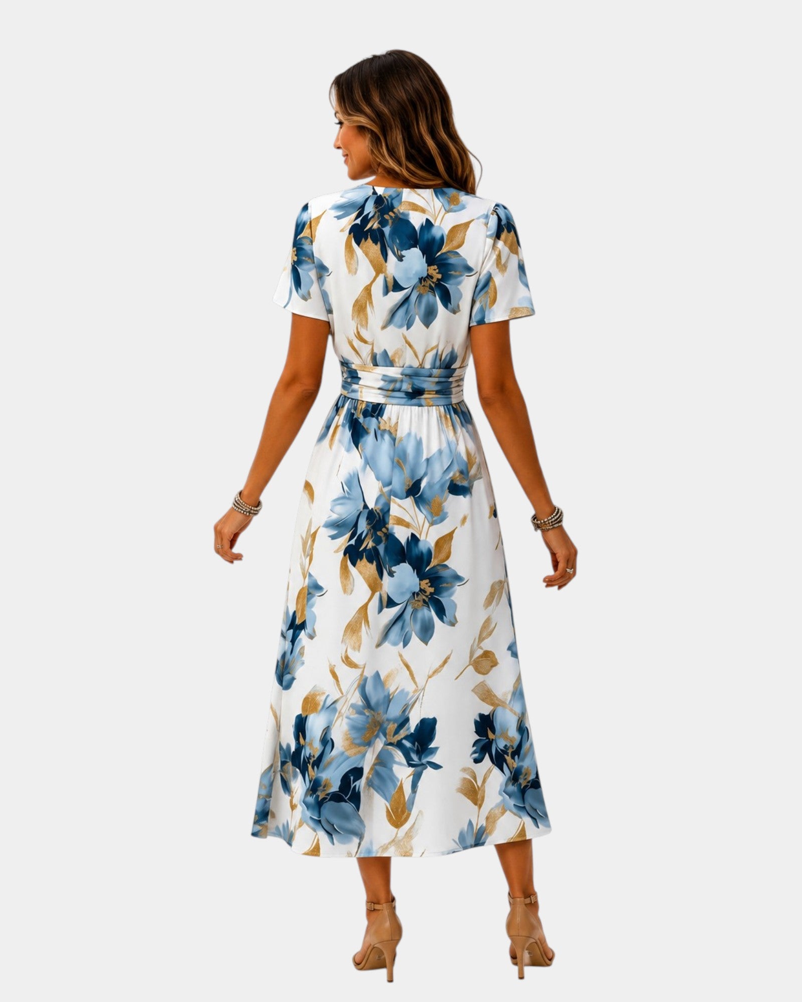 Siloé | Robe midi florale à taille ajustable