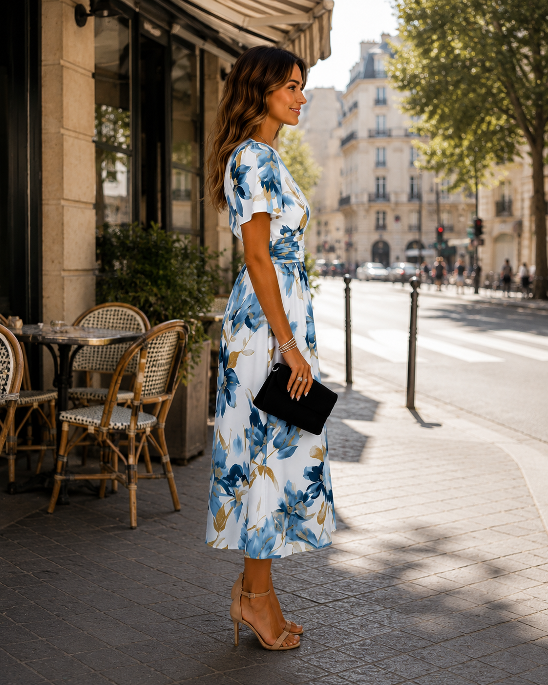 Siloé | Robe midi florale à taille ajustable