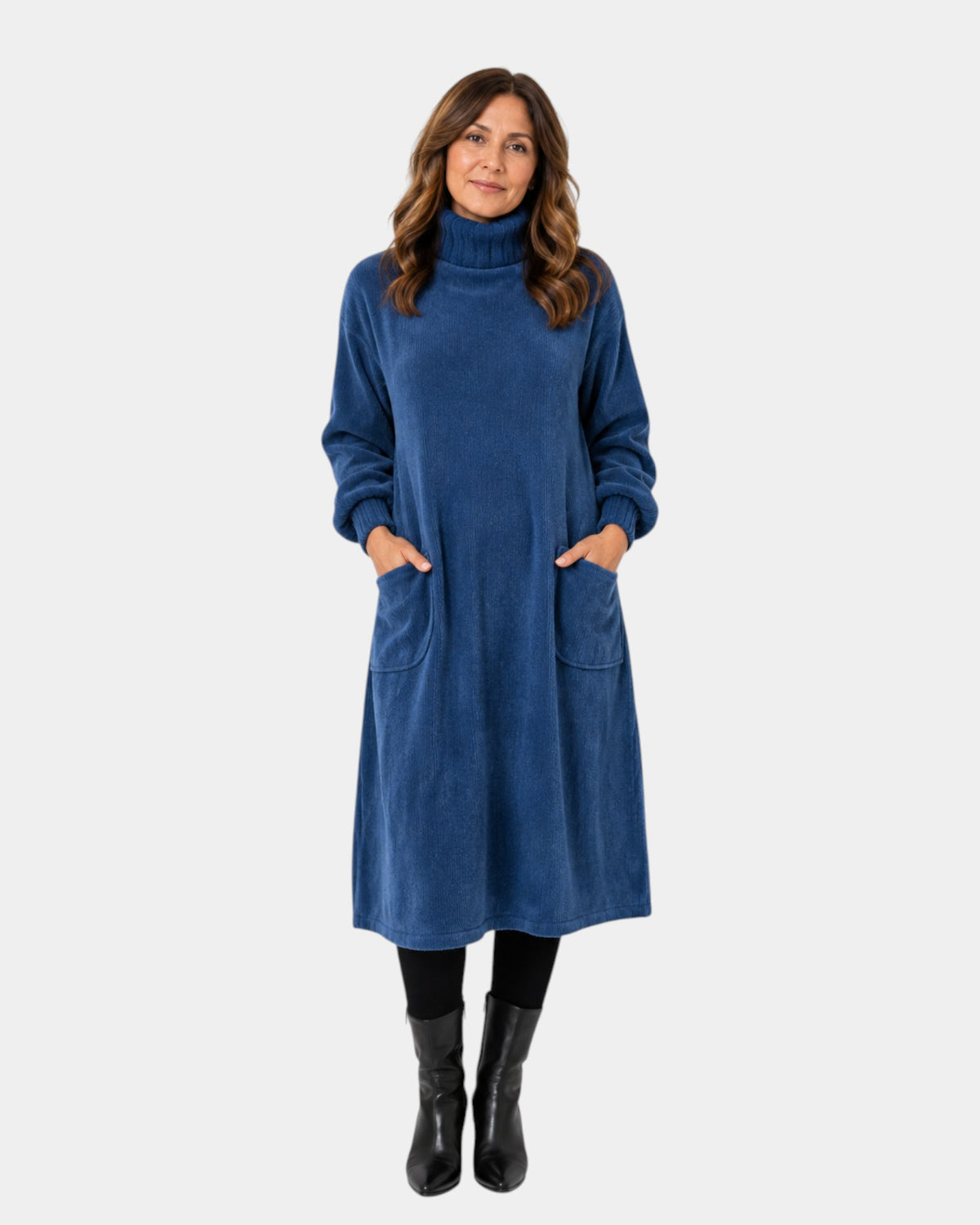 Sofia | Robe midi en tricot élégante avec col roulé