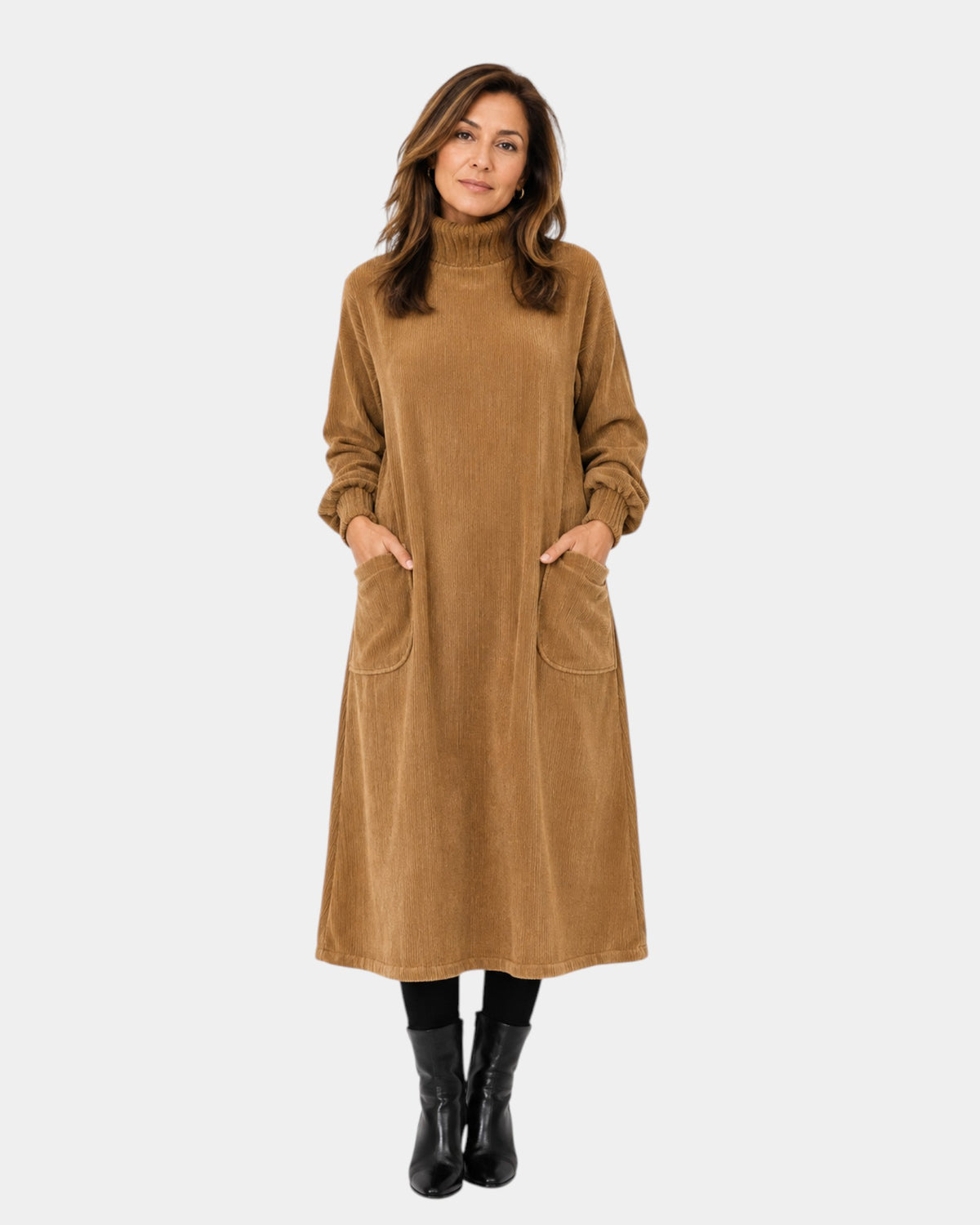 Sofia | Robe midi en tricot élégante avec col roulé