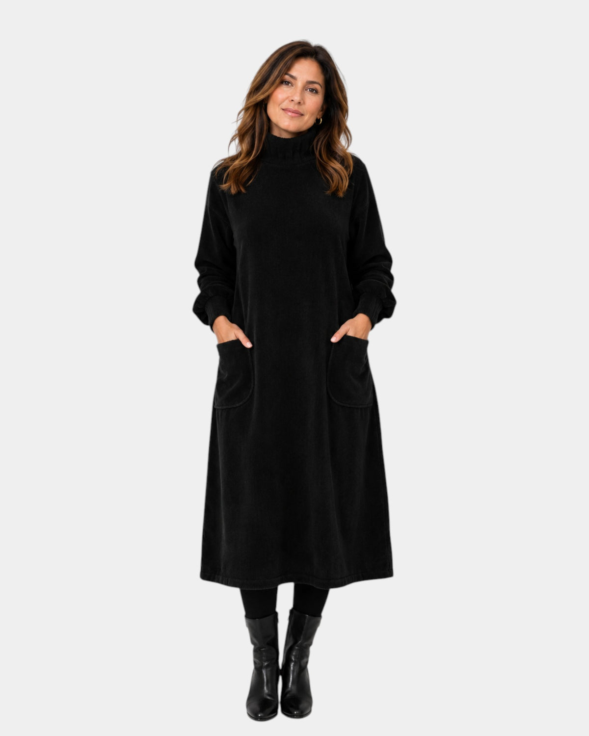 Sofia | Robe midi en tricot élégante avec col roulé