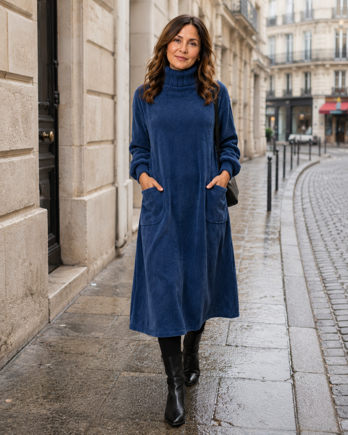 Sofia | Robe midi en tricot élégante avec col roulé