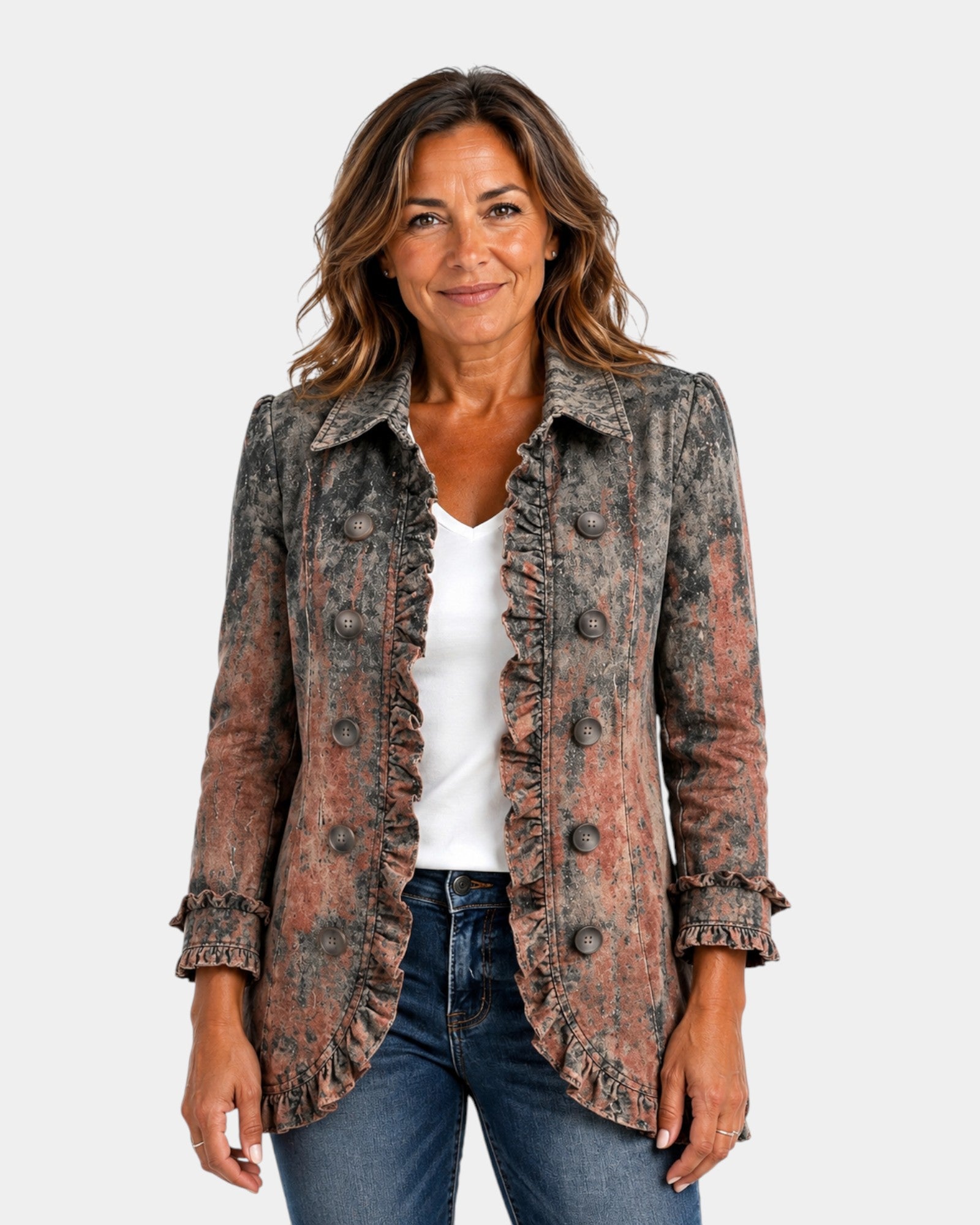 Benita | Veste Texturée Dégradée avec Volants