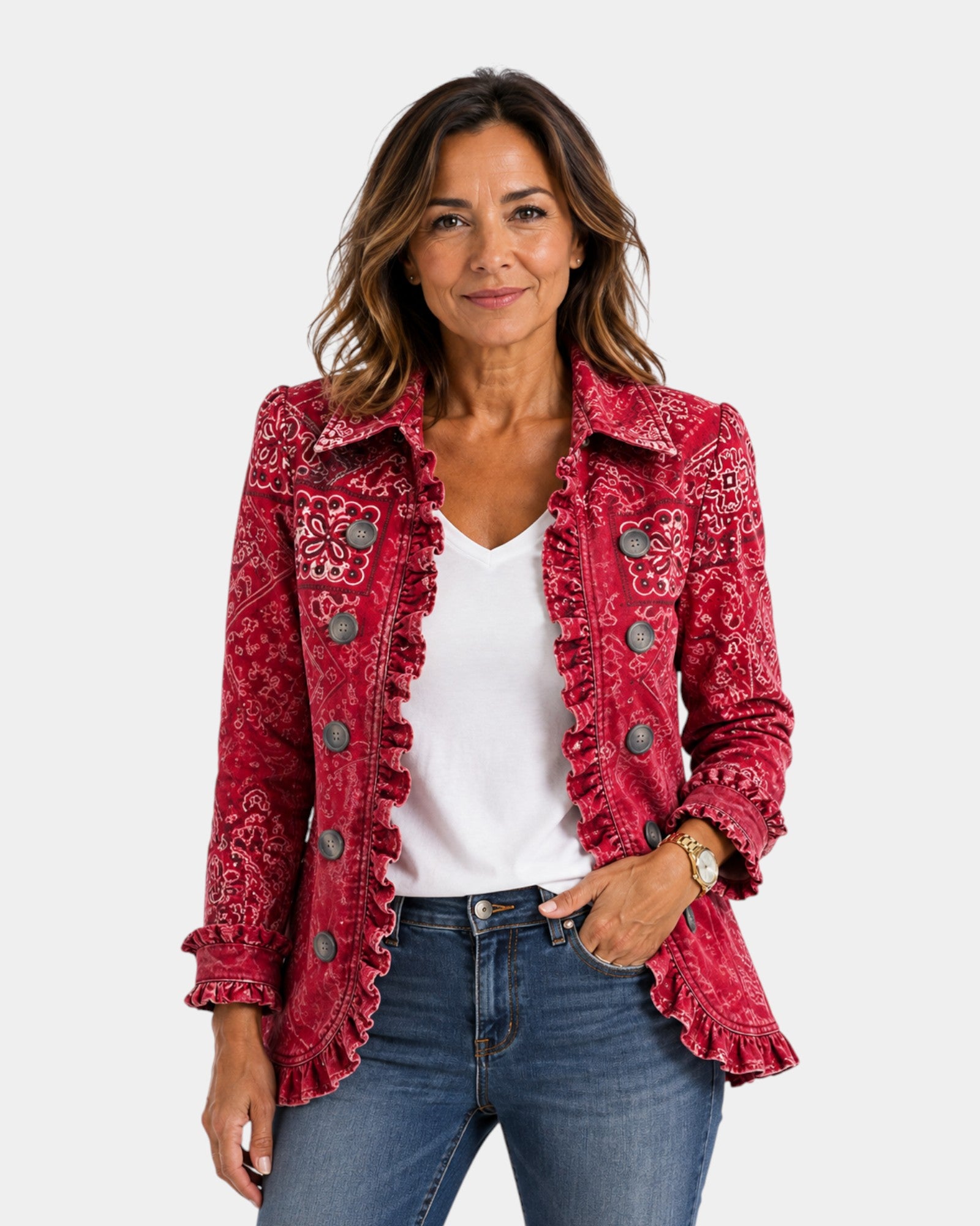 Clotilde | Veste en Cachemire Dégradé avec Volants