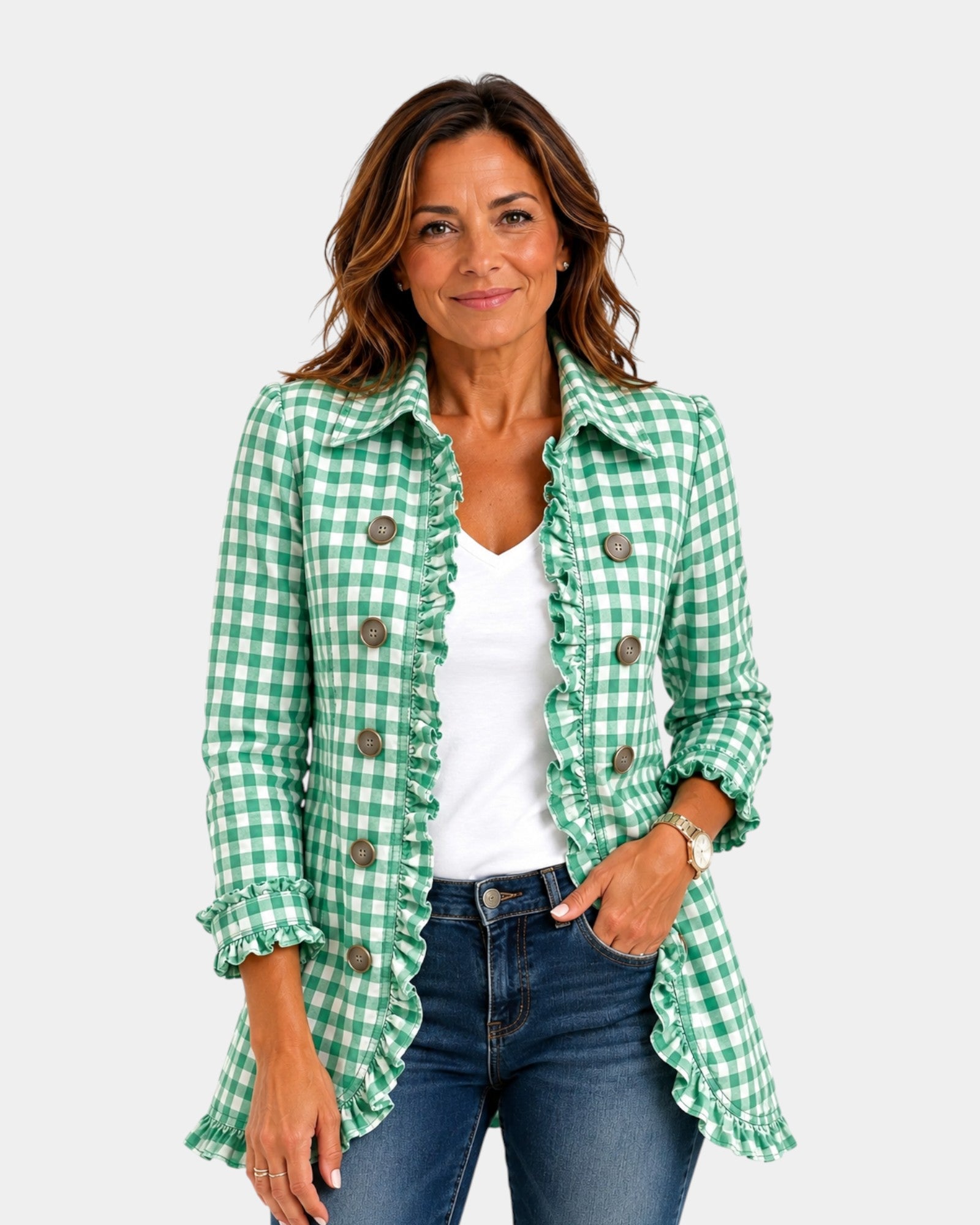 Purificación | Veste à Carreaux Vichy avec Volants