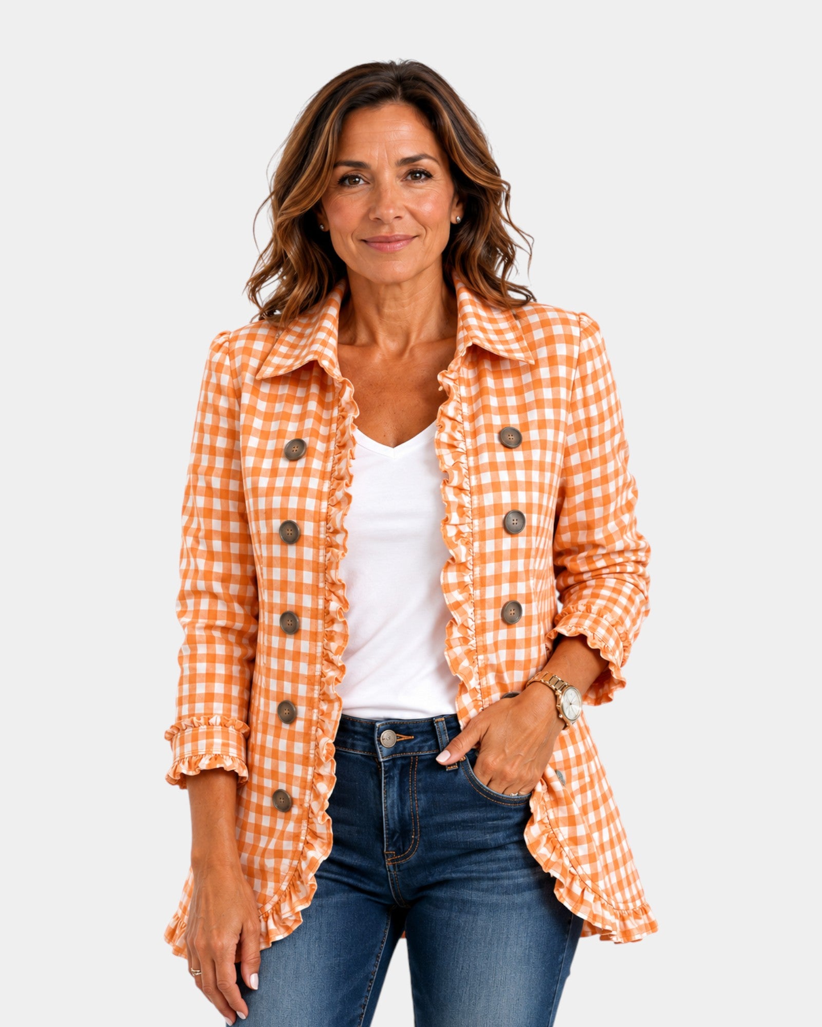 Purificación | Veste à Carreaux Vichy avec Volants