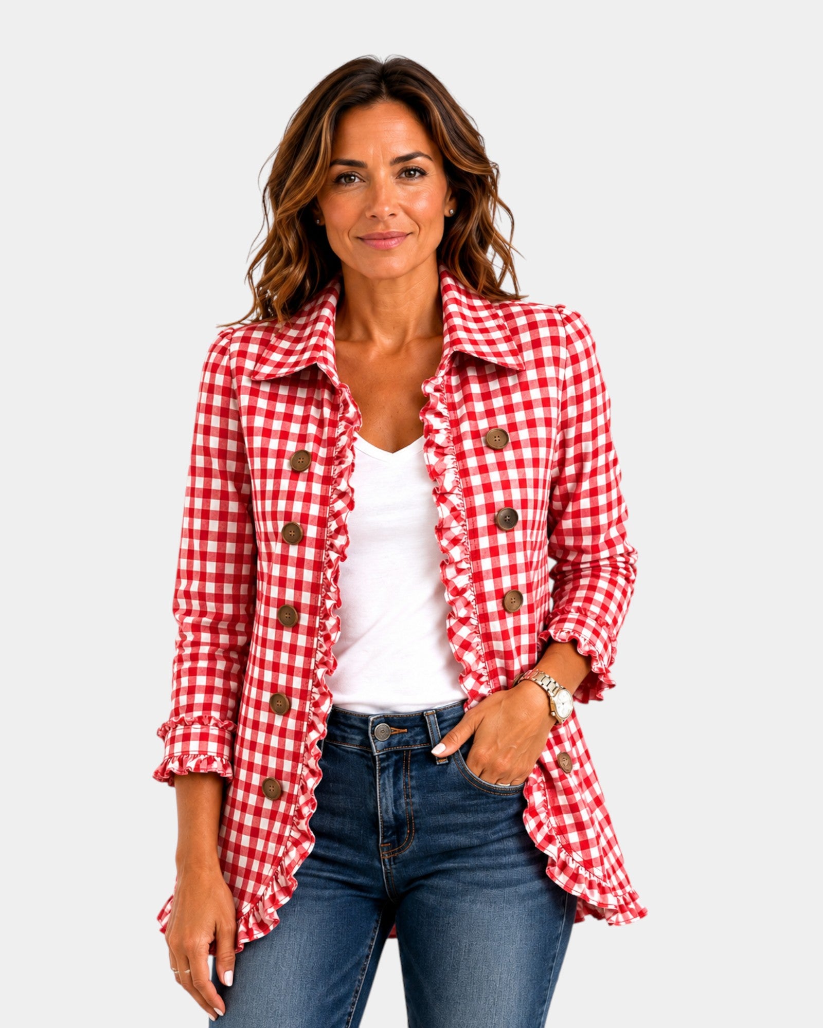 Purificación | Veste à Carreaux Vichy avec Volants
