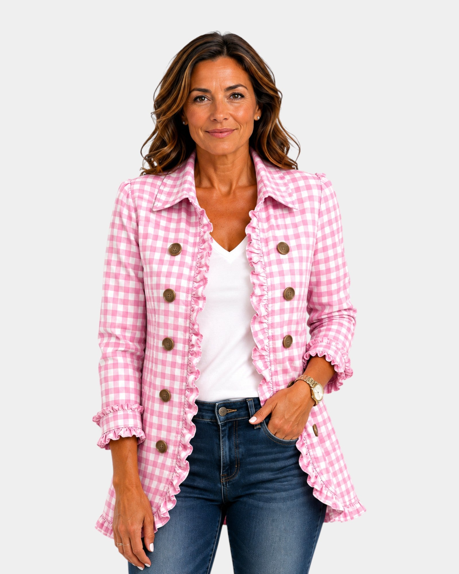 Purificación | Veste à Carreaux Vichy avec Volants