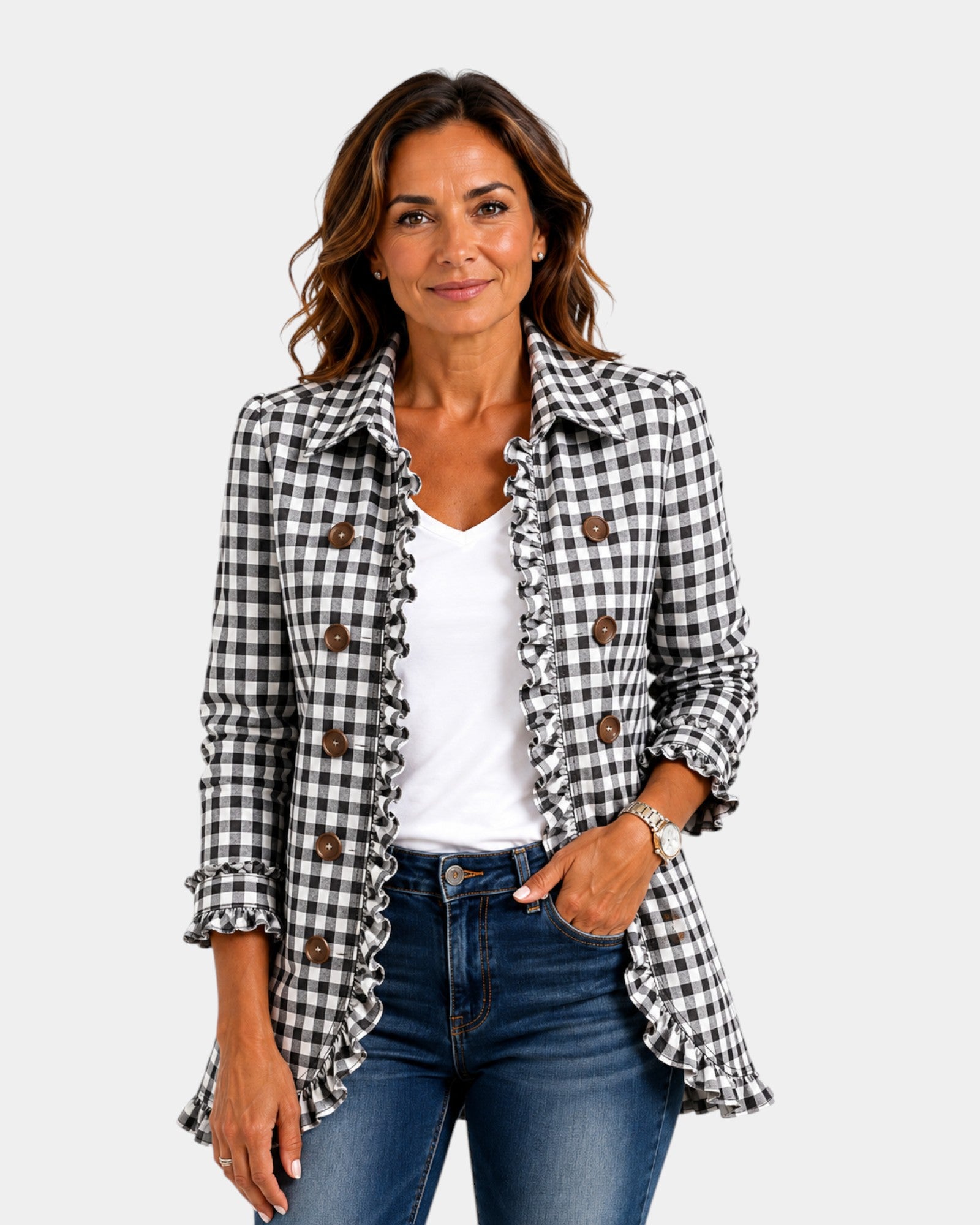 Purificación | Veste à Carreaux Vichy avec Volants