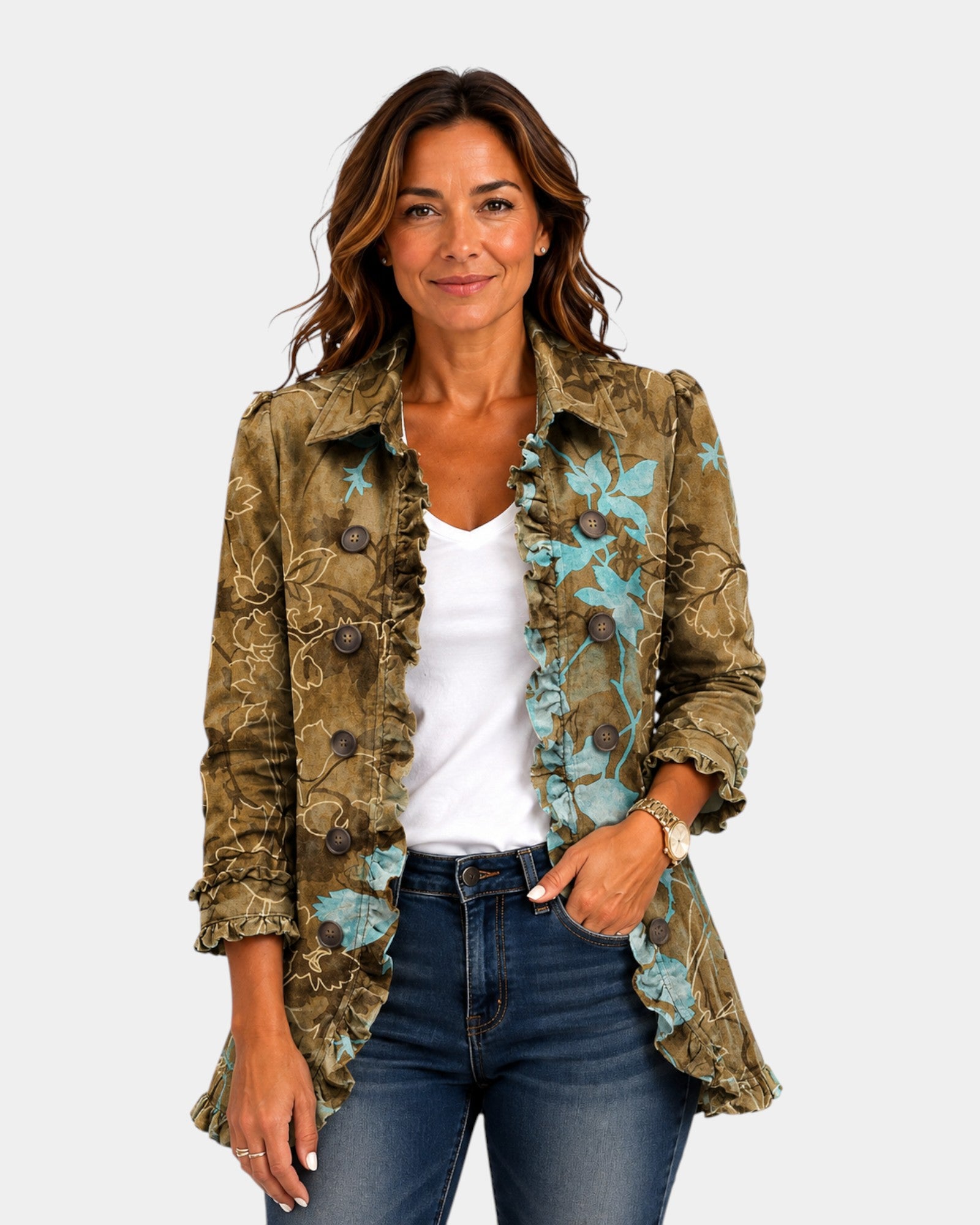 Santé | Veste Florale Dégradée avec Volants