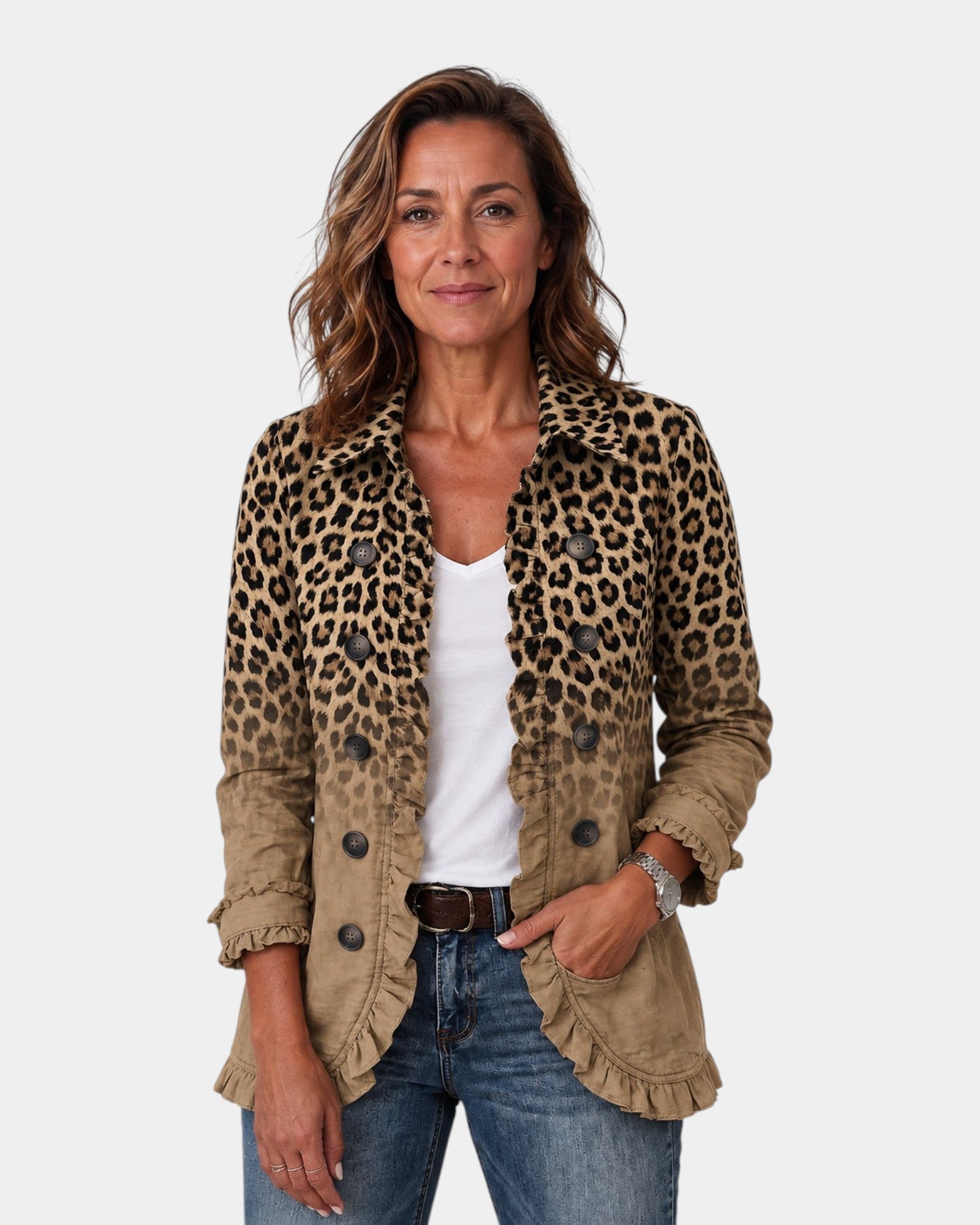 Ángeles | Veste Léopard Dégradé avec Volants