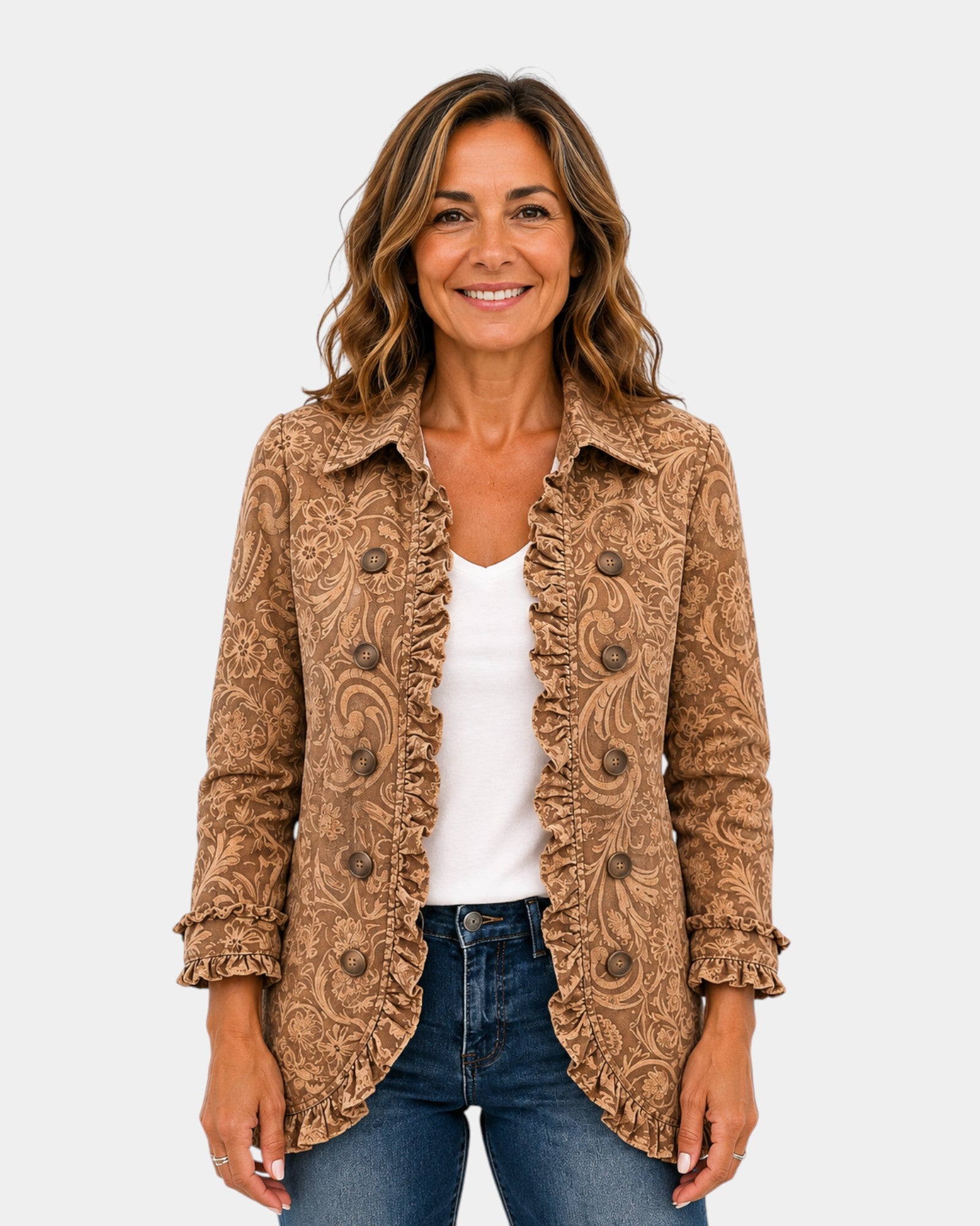 Concepción | Veste Florale Vintage avec Volants