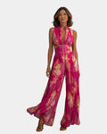 Shana | Combinaison plissée en chiffon floral fuchsia