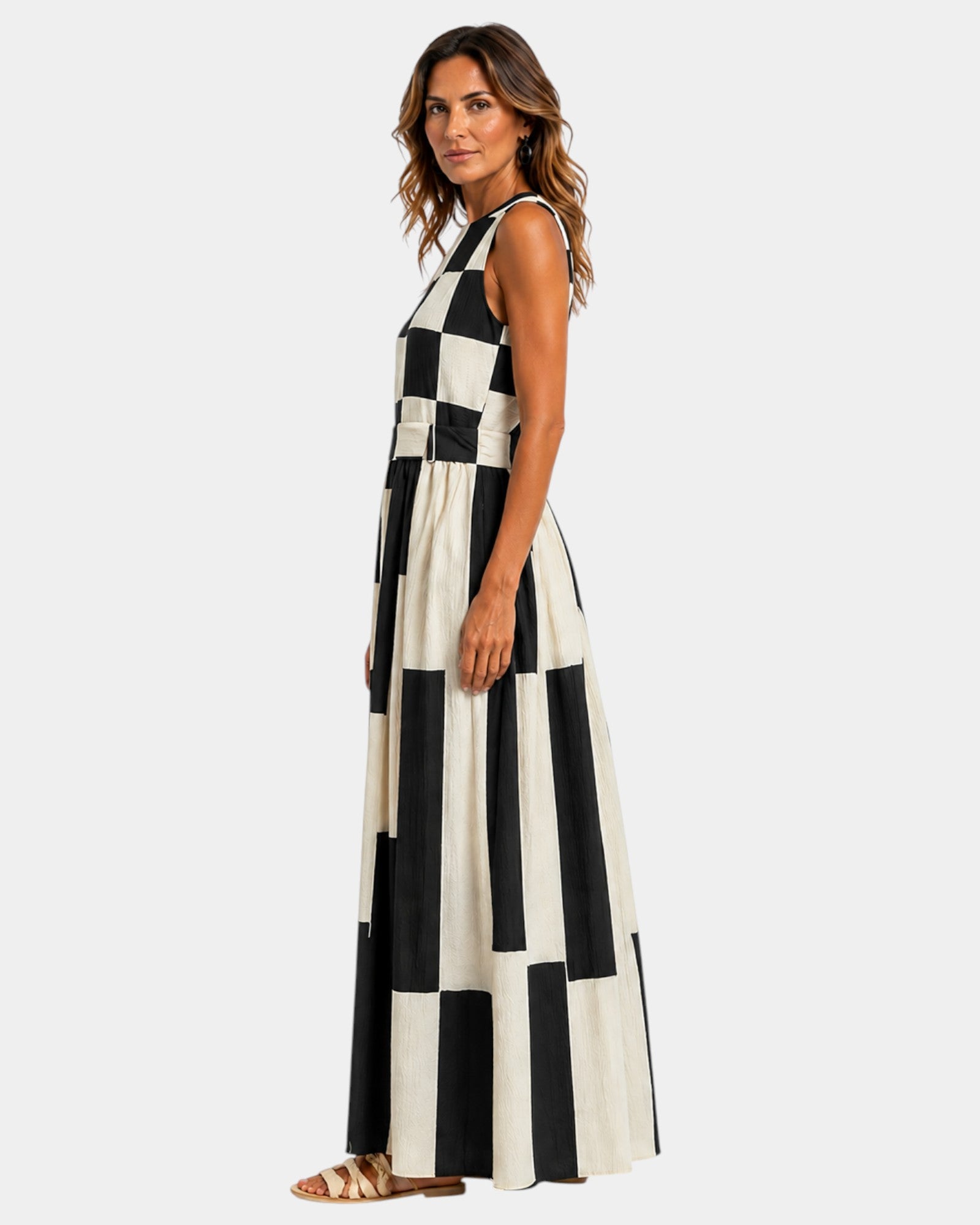 Angelica | Robe sans manches à carreaux