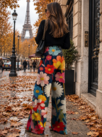 Simone | Pantalons Amples à Fleurs
