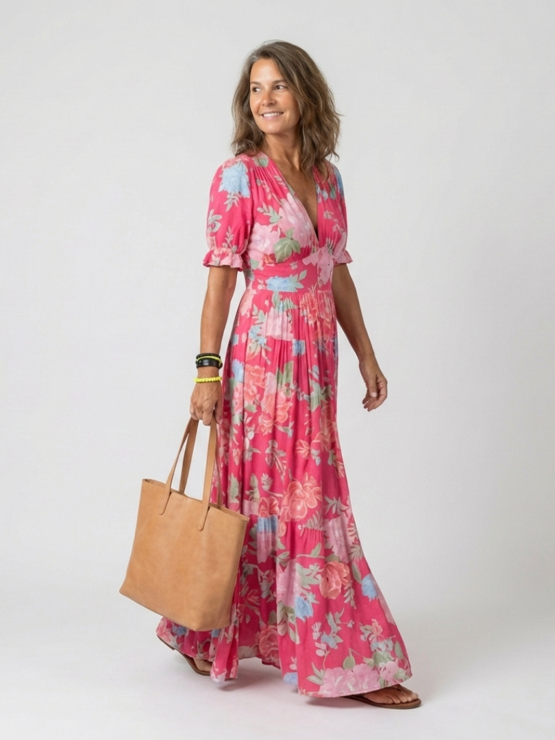 Césarie | Robe longue à fleurs