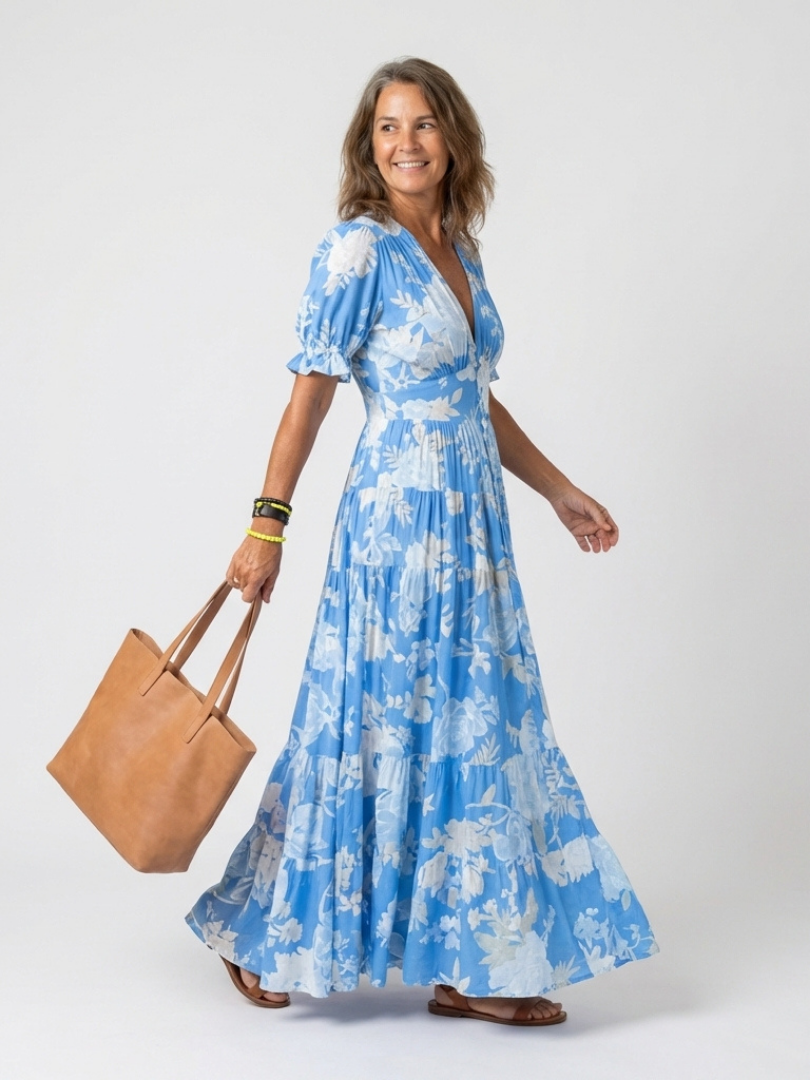 Césarie | Robe longue à fleurs