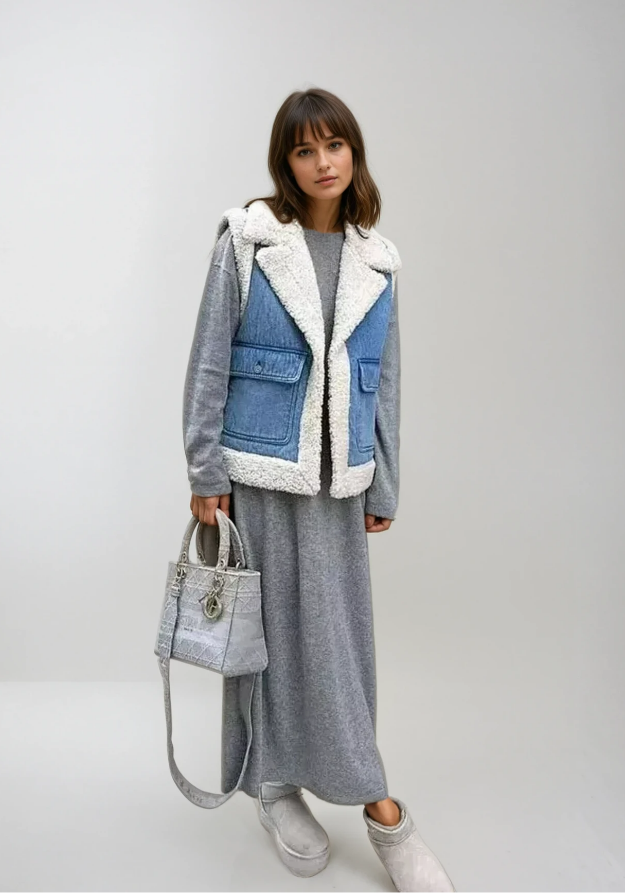 Sylianne | Gilet en denim vintage avec doublure en fourrure