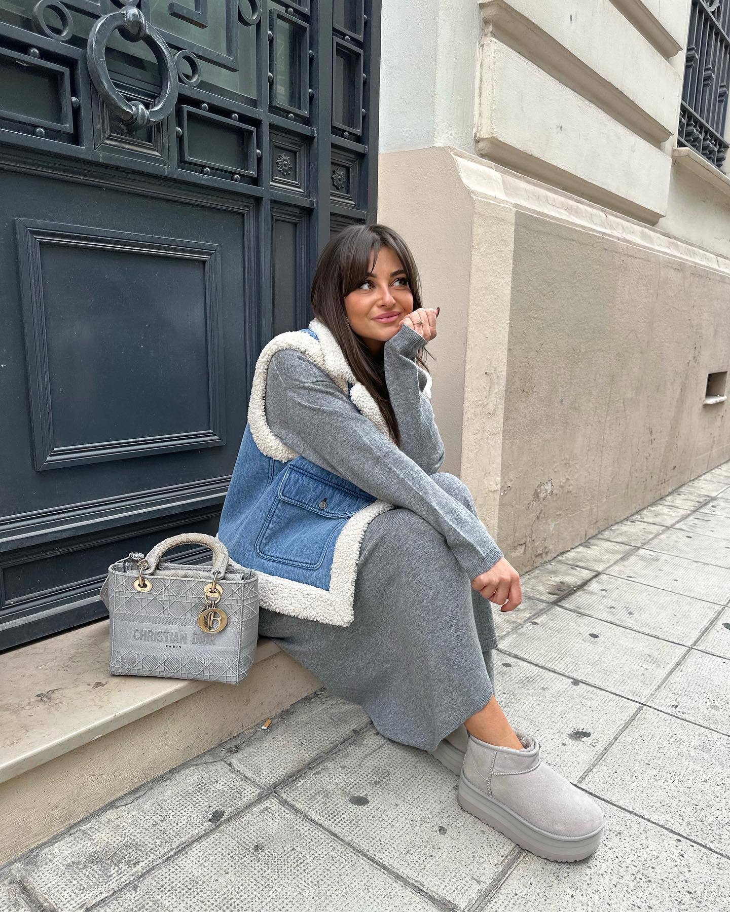 Sylianne | Gilet en denim vintage avec doublure en fourrure