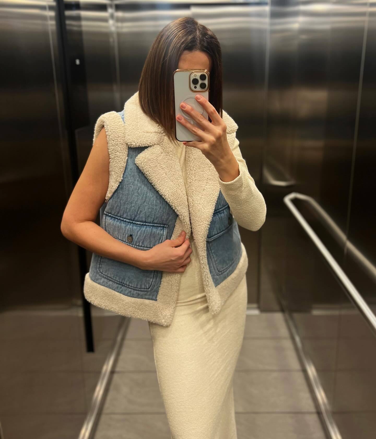 Sylianne | Gilet en denim vintage avec doublure en fourrure