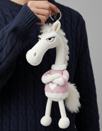 Cheval audacieux | Porte-clés blanc et rose