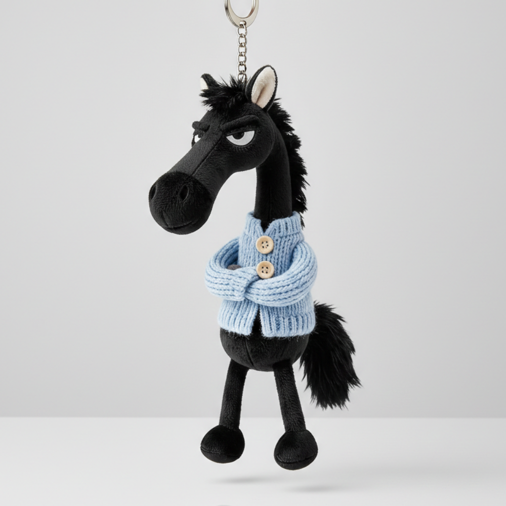 Cheval Audacieux | Noir et Bleu Porte-clés