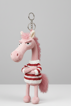 Cheval audacieux | Porte-clés rose et rouge