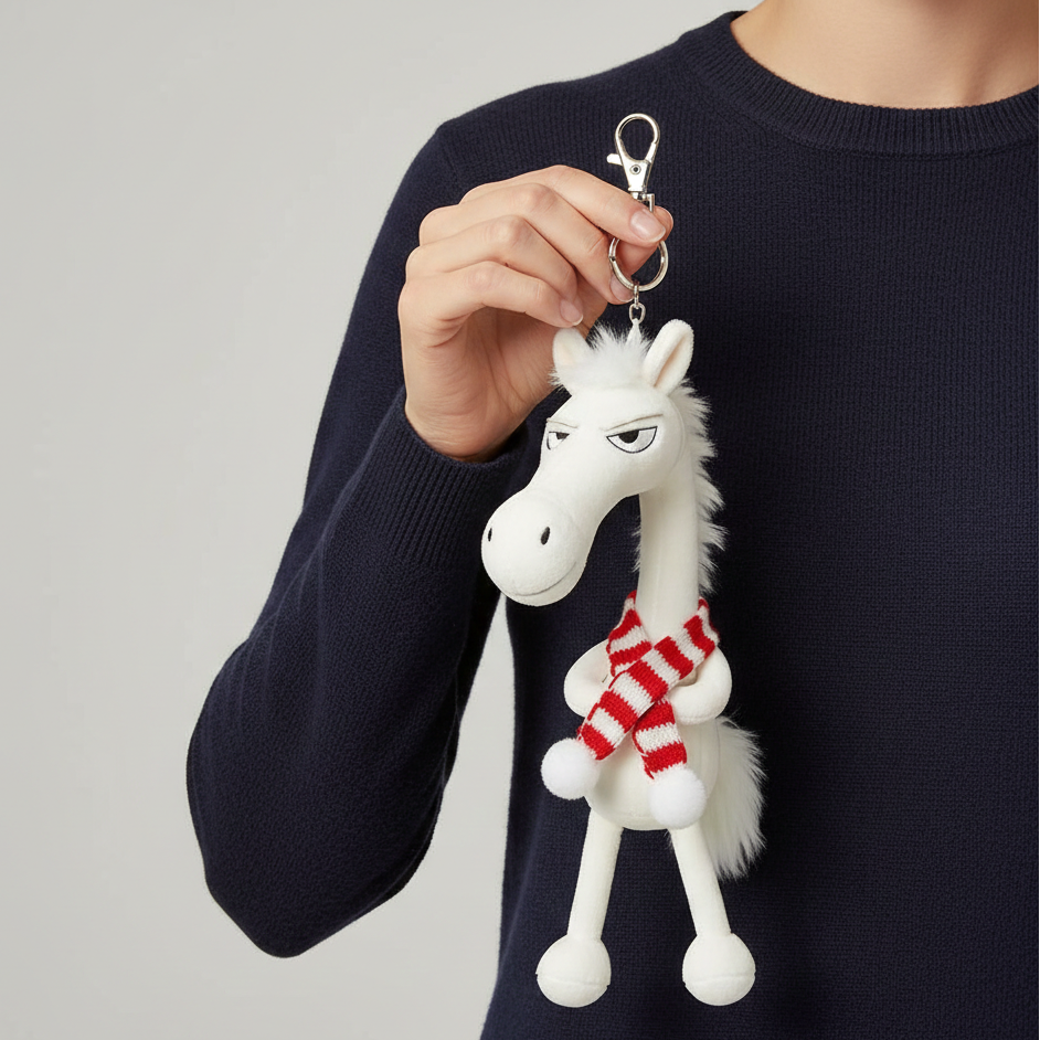 Porte-clés | "Cheval Audacieux" en blanc et rouge
