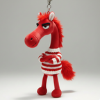 Cheval audacieux | Rouge et blanc avec un cœur Porte-clés
