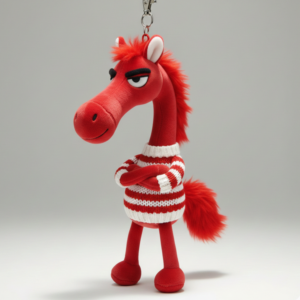 Cheval audacieux | Rouge et blanc avec un cœur Porte-clés