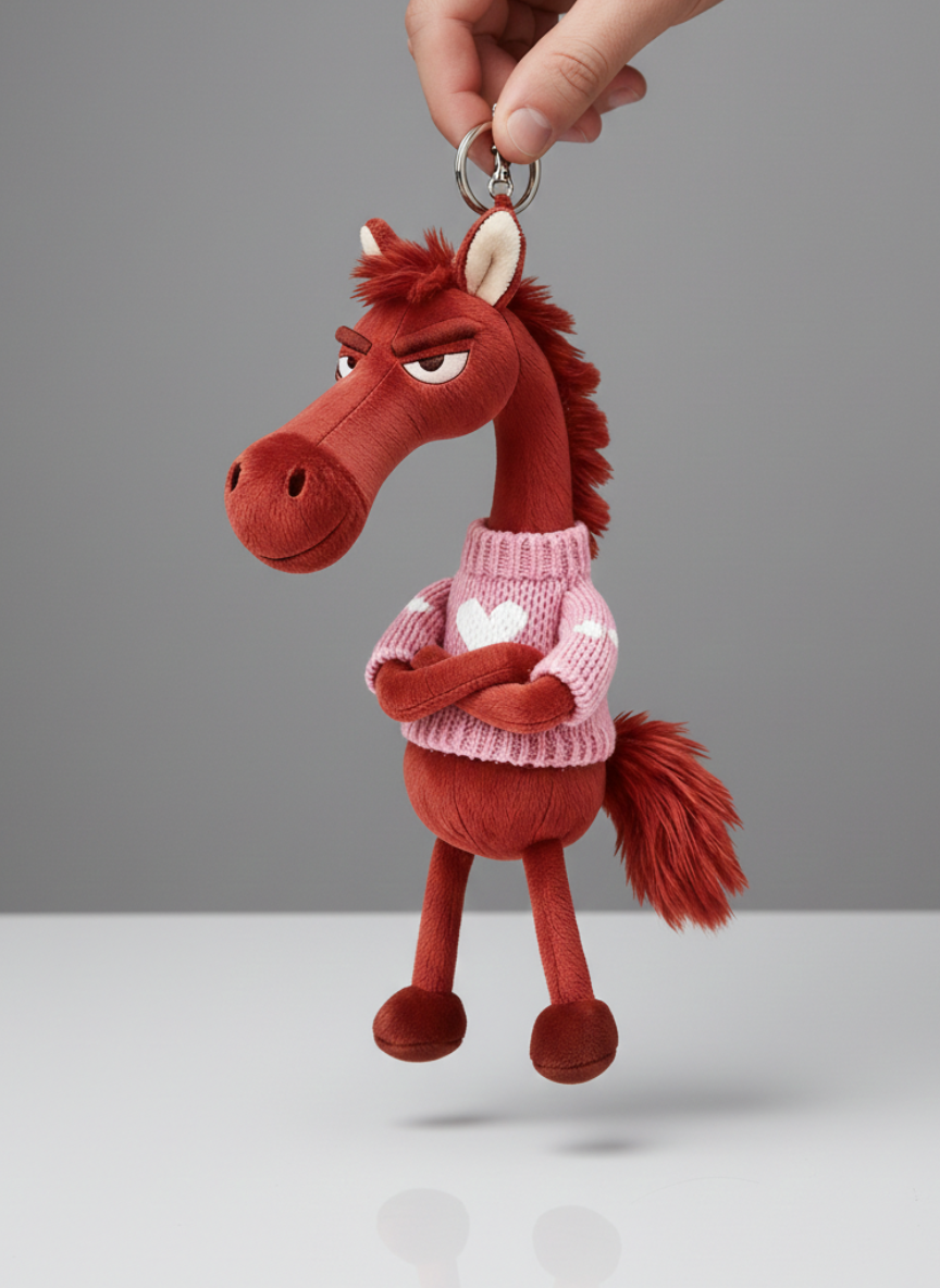 Cheval audacieux | Rouge et rose Porte-clés