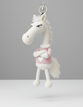 Cheval audacieux | Porte-clés blanc et rose