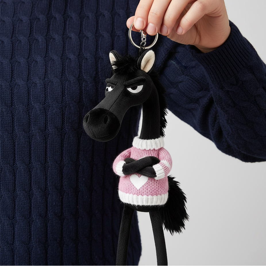 Cheval effronté | Noir et rose Porte-clés