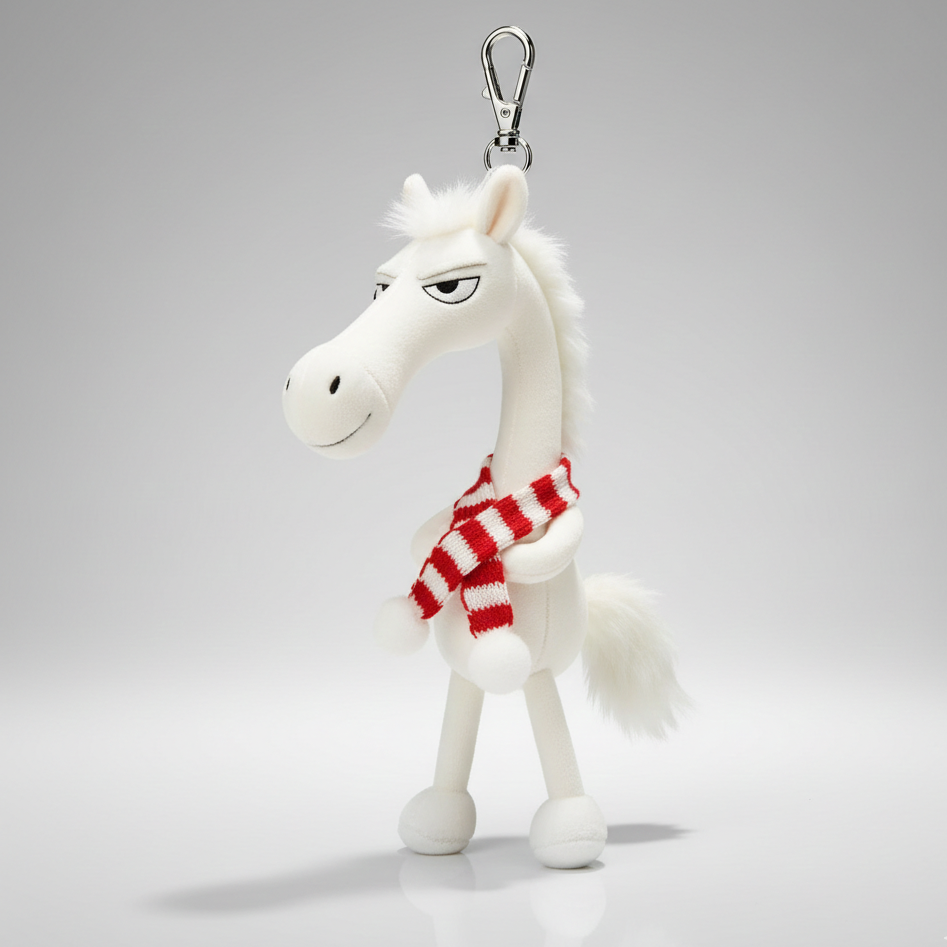 Porte-clés | "Cheval Audacieux" en blanc et rouge