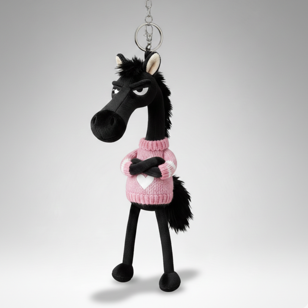 Cheval effronté | Noir et rose Porte-clés