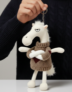 Porte-clés | "Cheval Audacieux" en blanc et marron