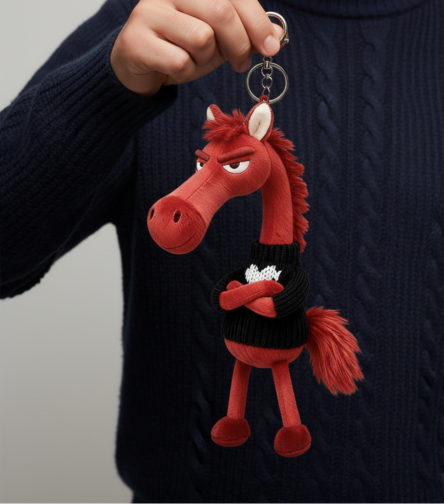Cheval effronté | Rouge et noir Porte-clés