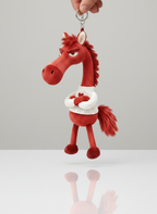 Cheval coquin | Rouge et blanc avec un cœur Porte-clés