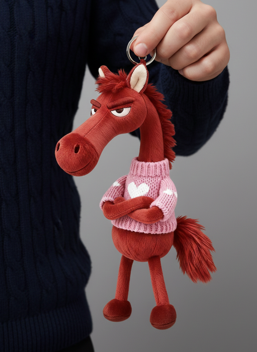 Cheval audacieux | Rouge et rose Porte-clés