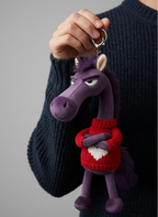 Cheval effronté | Porte-clés cœur violet et rouge