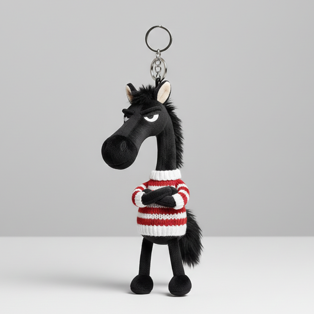 Cheval audacieux | Noir et blanc Porte-clés