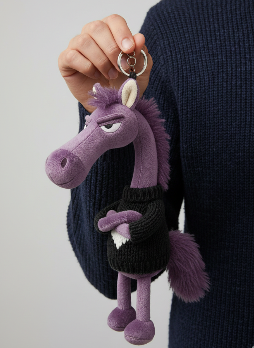 Cheval Audacieux | Violet et Noir Porte-clés