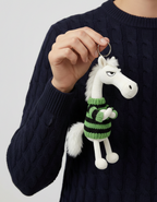 Cheval audacieux | Porte-clés blanc et vert