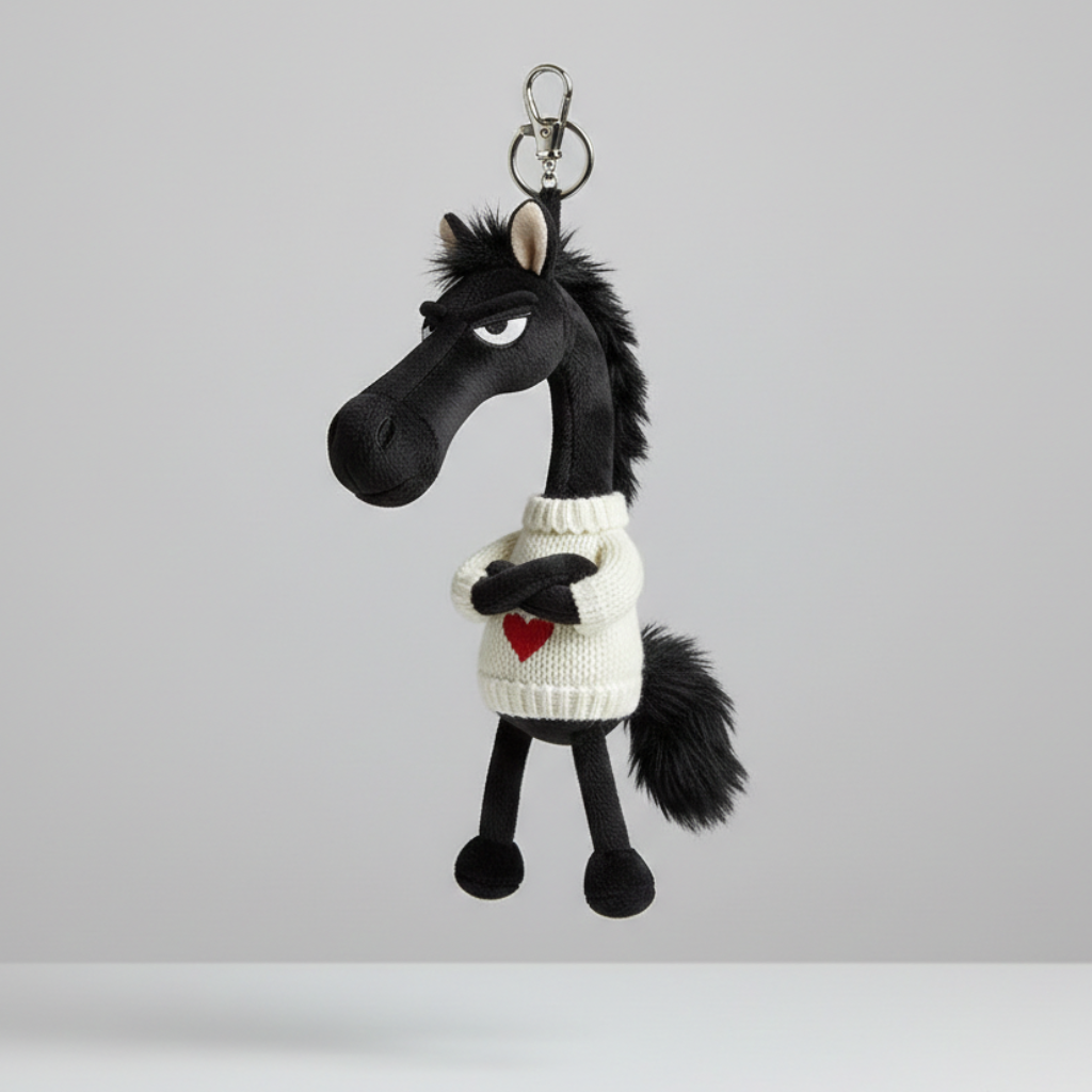 Cheval audacieux | Noir et blanc avec cœur Porte-clés