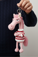 Cheval audacieux | Porte-clés rose et rouge