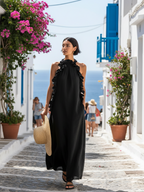Giulia | Robe Maxi Minimaliste en Lin avec Volants