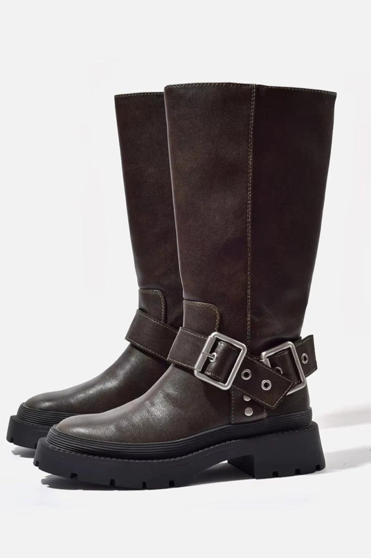 Bottes Plates Chunky Montantes