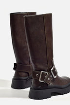 Bottes Plates Chunky Montantes