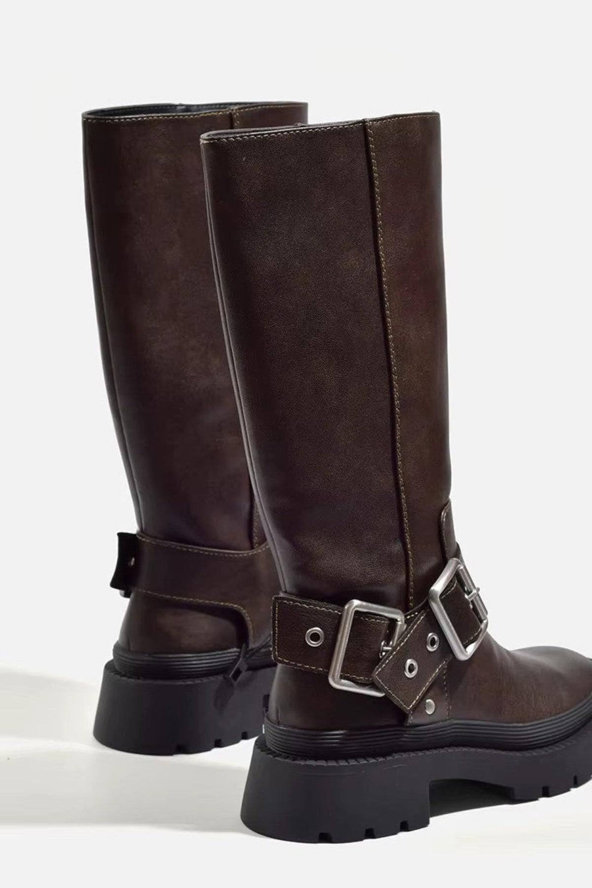 Bottes Plates Chunky Montantes
